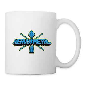 Heavy Metal Guitar and Drumsticks 3D Logo - Mug - white - Right