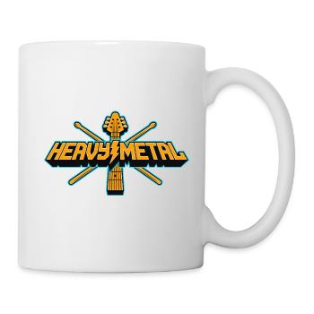 Heavy Metal 3D-Logo mit Gitarre und Drumsticks - Tasse - Weiß - Rechts
