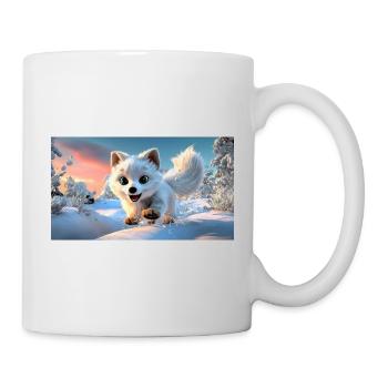 Fliegender Polarfuchs im Schnee - Tasse - Weiß - Rechts