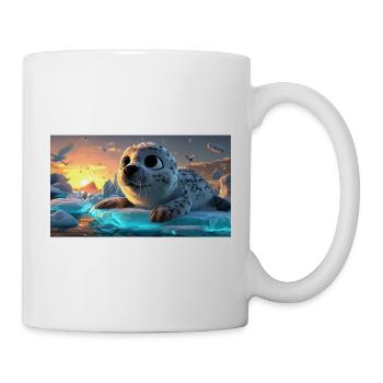 Süßes Robbenbaby auf Eisscholle - Tasse - Weiß - Rechts
