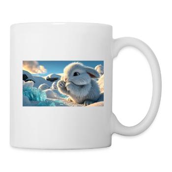 Niedlicher Schneehase mit Eiskristallen - Mug - white - Right