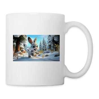 Fluffy mountain hare in the winter forest - Mug - white - Right