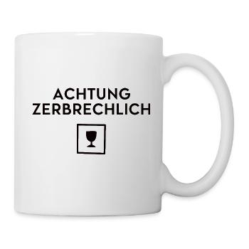 Attention Fragile Sensitive Woman Postwoman Parcel - Mug - white - Right