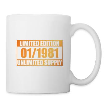 45. Geburtstag Limited Edition - ꝏ Supply 01/1981 - Tasse - Weiß - Rechts