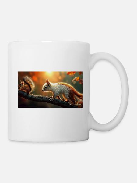 Autumn Squirrel Golden Hour Cute Nature - Mug - white