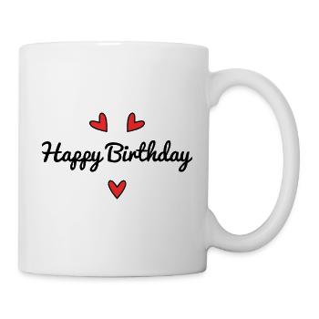 HAPPY BIRTHDAY. COEUR. I LOVE YOU. LOVE. JE T'AIME - Mug blanc - blanc - Droite