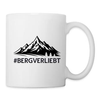 Bergverliebt mit Hashtag Bergige Landschaft Berge  - Tasse - Weiß - Rechts