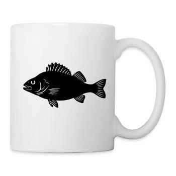 Flussbarsch Silhouette Angler Logo - Tasse - Weiß - Rechts