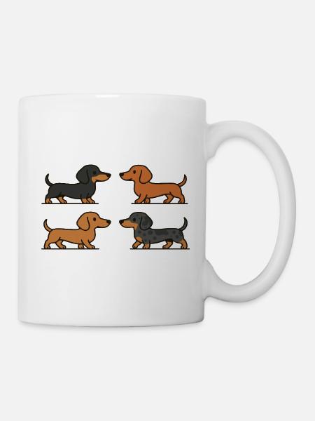 Mignons teckels en variations de couleur - Mug blanc - blanc