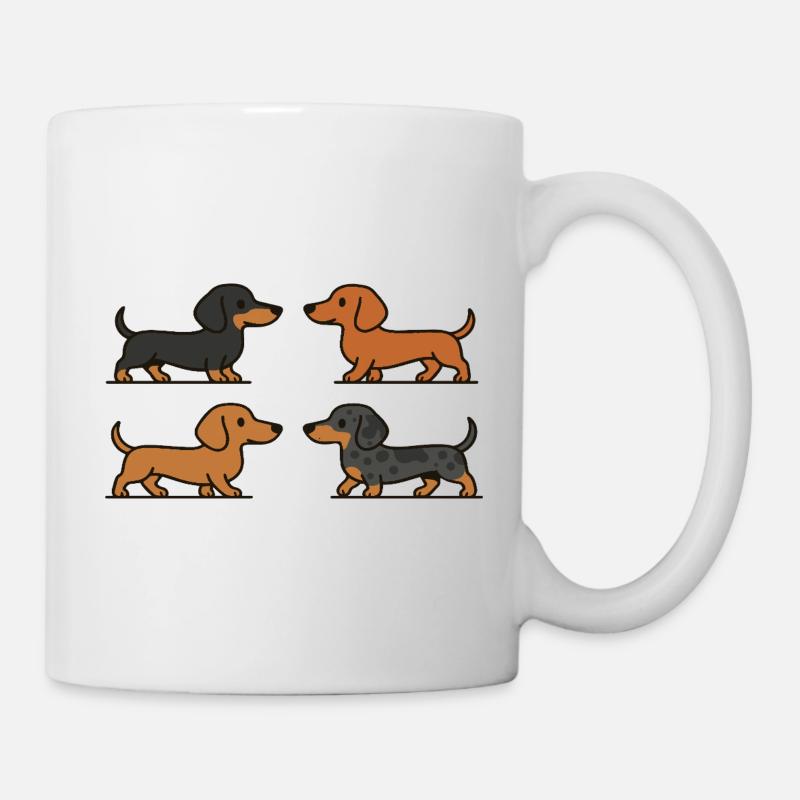 Mignons teckels en variations de couleur - Mug blanc - blanc