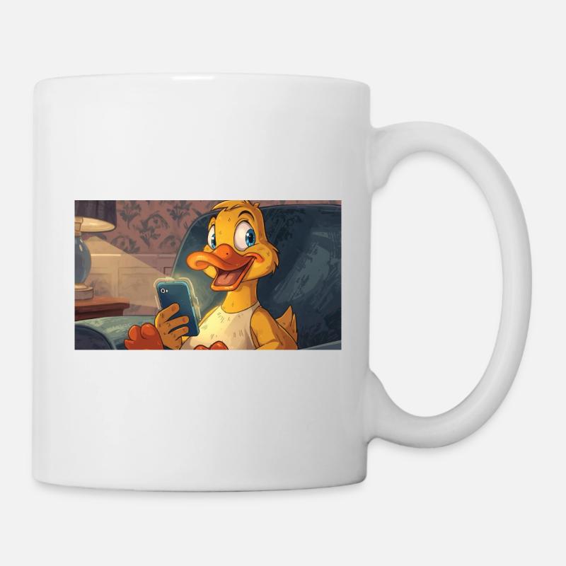 Ente am Smartphone - Tasse - Weiß