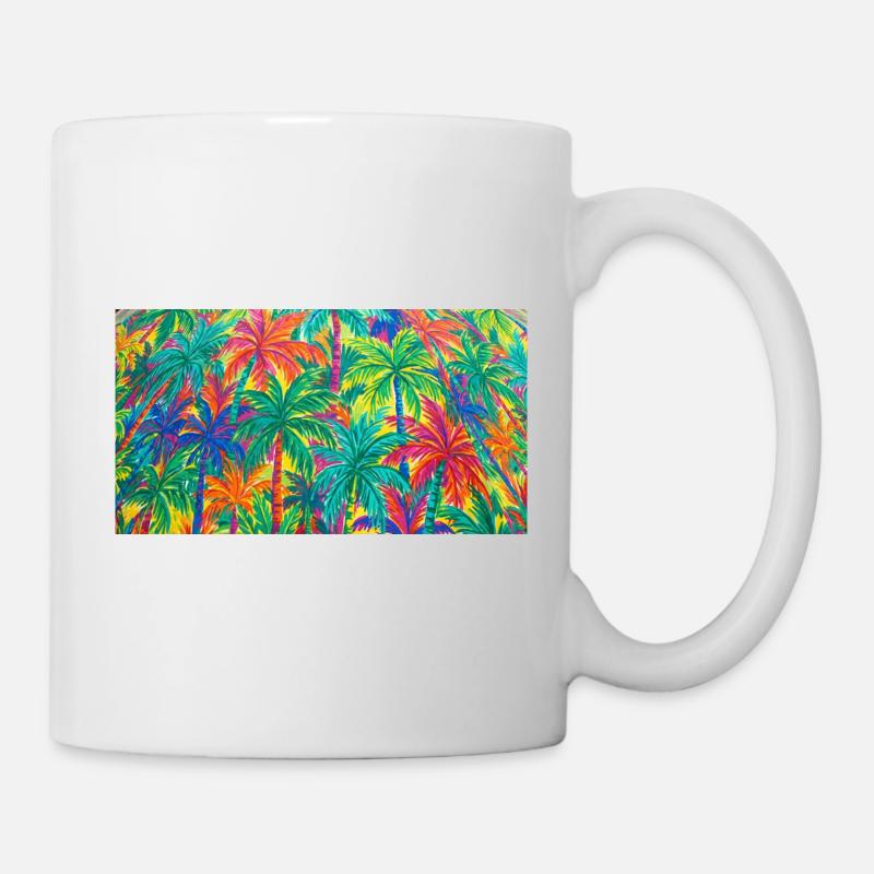 Palm Trees Tropical Pattern - Mug - white