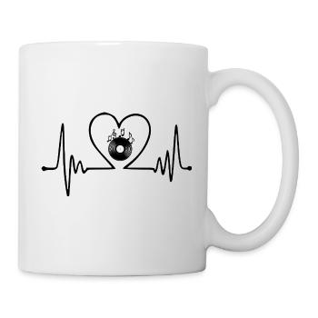 Musik mit Herz – Herzschlag Vinyl Design Heartbeat - Tasse - Weiß - Rechts