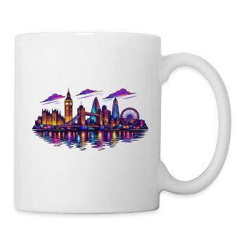 Nuit skyline de Londres au néon - Mug blanc - blanc - Droite