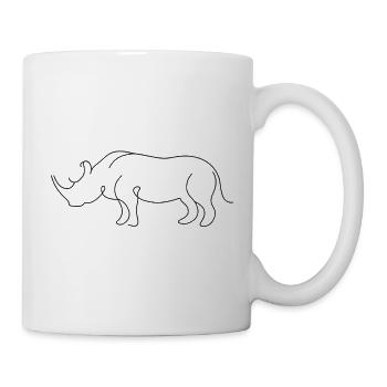 Silent Rhino Silhouette in Minimal Flowing Lines - Mug - white - Right
