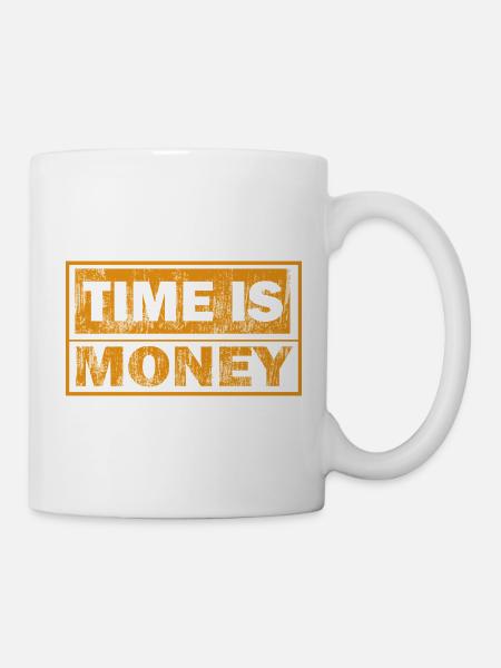 Zeit ist Geld – notlose Orange - Tasse - Weiß