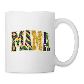 MAMA Mardi Gras Glitzerbuchstaben - Tasse - Weiß - Rechts