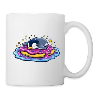 Sleeping penguin on donut - Mug - white - Right