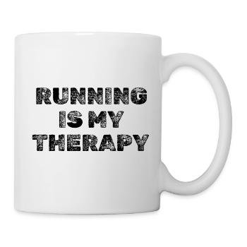 Running Is My Therapy – Joggen & Laufen Motivation - Tasse - Weiß - Rechts