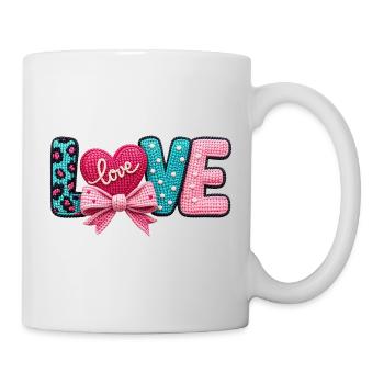 Love Love Heart Bow Pastel Romantic - Mug - white - Right