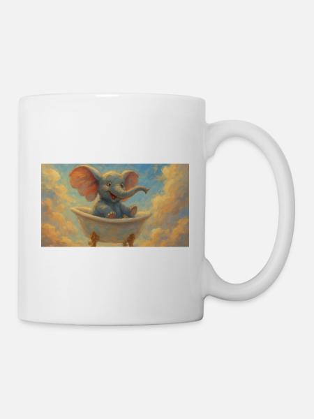 Elefantenbad im Himmel - Tasse - Weiß