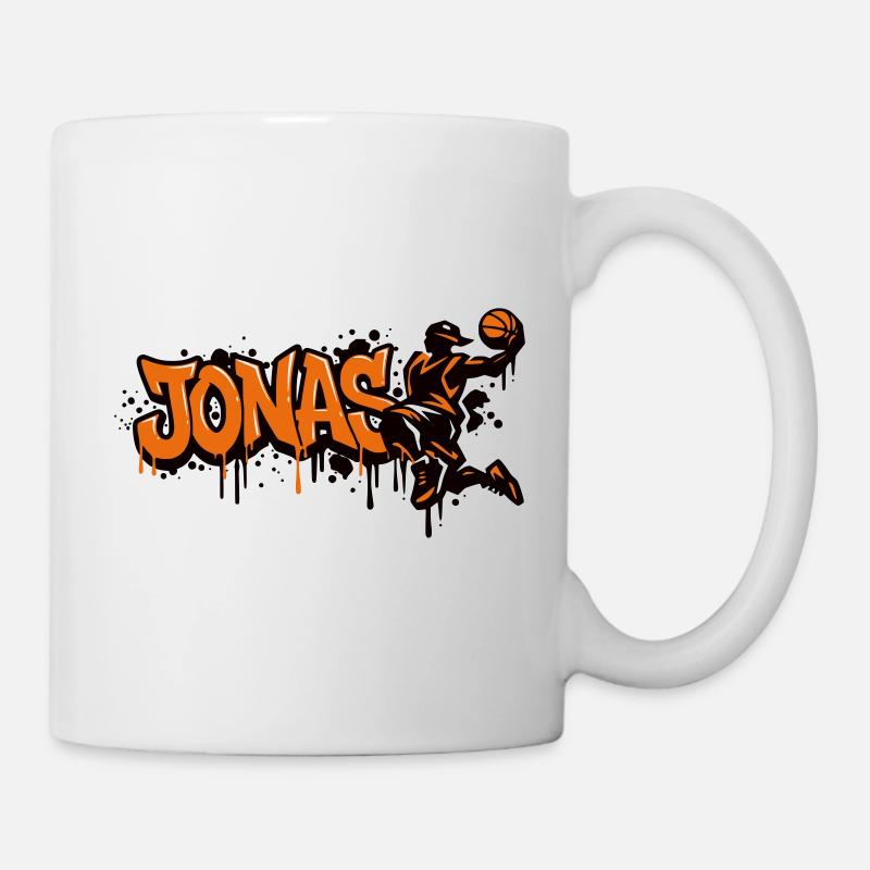Jonas Graffiti Basket Street Art Orange - Mug blanc - blanc