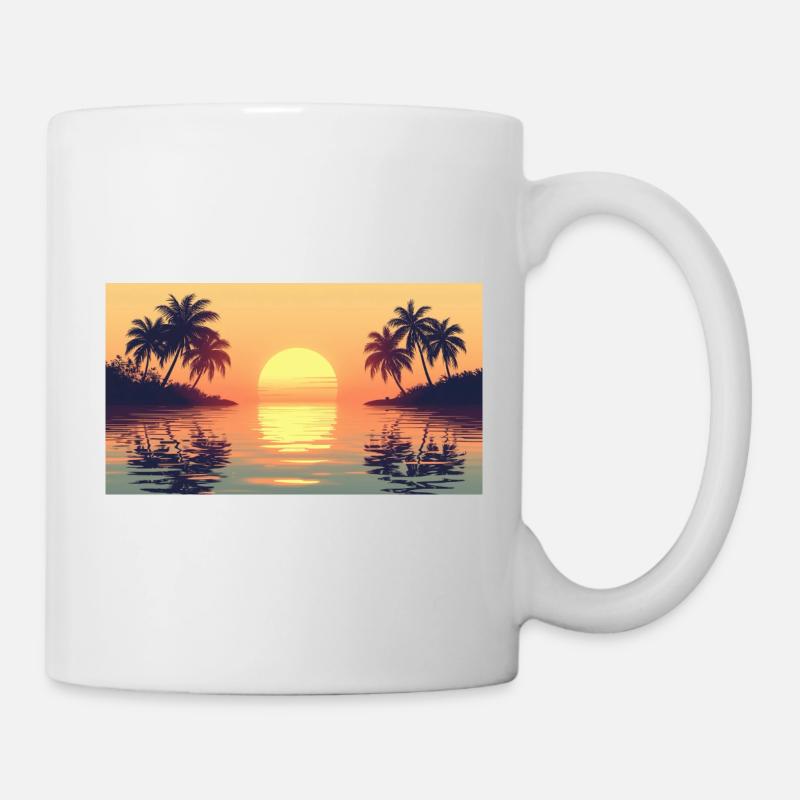 Coucher de soleil sur une île tropicale - Mug blanc - blanc