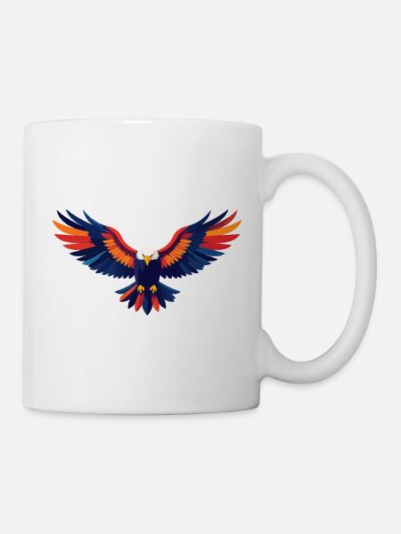 Bunter Adlerflug Adler ausgestreckte Flügel Motiv - Tasse - Weiß