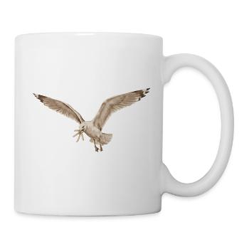 Funny seagull stealing fries on the beach - Mug - white - Right