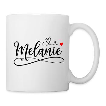 Melanie Name Vorname mit Herzchen  - Tasse - Weiß - Rechts