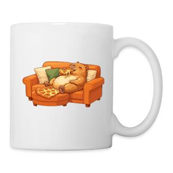 Capybara Sofa Pizza Relaxed Relax Motif - Mug - white - Right