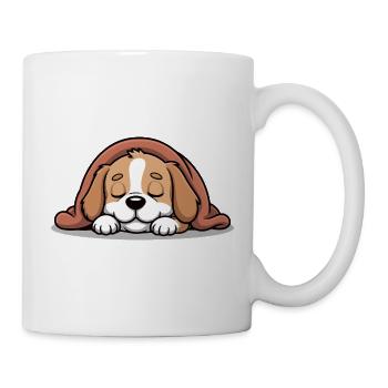 Schlafendes Beagle Kuscheltier - Tasse - Weiß - Rechts