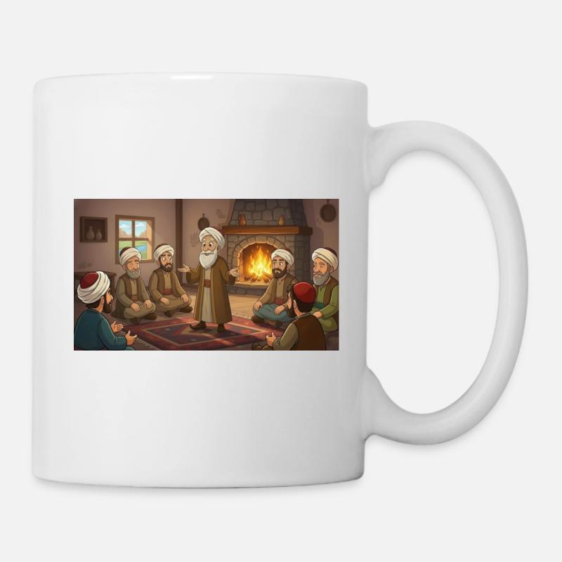 Sagesse près de la cheminée : Le sage narrateur - Mug blanc - blanc