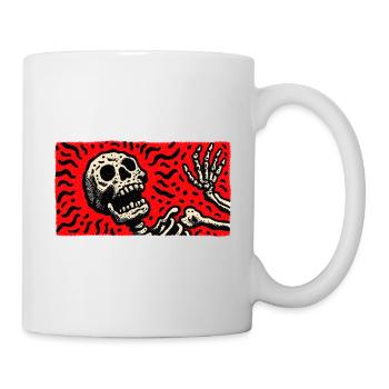 Squelette en imprimé rétro rouge sang - Mug blanc - blanc - Droite