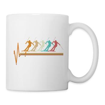 Retro Heartbeat Skifahrer Lustige Wintersportkunst - Tasse - Weiß - Rechts