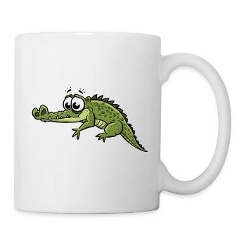 Krokodil mit großen Augen Cartoon - Tasse - Weiß - Rechts