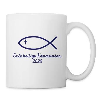 Erste Heilige Kommunion 2026 Fisch Erstkommunion - Tasse - Weiß - Rechts