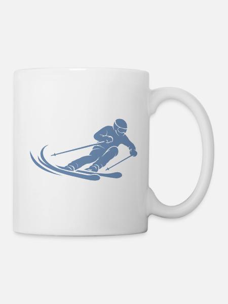 Minimalistische Skifahrer Silhouette Skisport - Tasse - Weiß