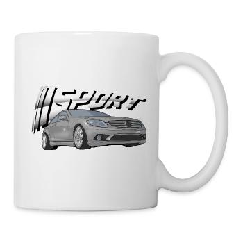 Silberner Sportwagen mit Schriftzug  - Tasse - Weiß - Rechts