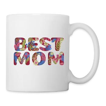  Best Mom Floral Lettering Design - Tasse - Weiß - Rechts