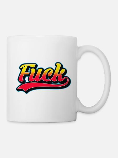 F-Wort-Retro-Logo - Tasse - Weiß