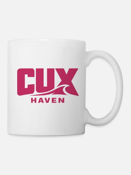 Cuxhaven Wellenlogo Pink - CUX haven - Tasse - Weiß