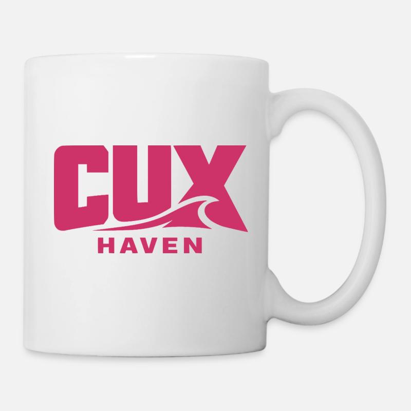 Cuxhaven Wellenlogo Pink - CUX haven - Tasse - Weiß