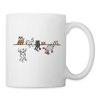 Happy Cats On The Line - Cat Motif Cat - Mug - white - Right