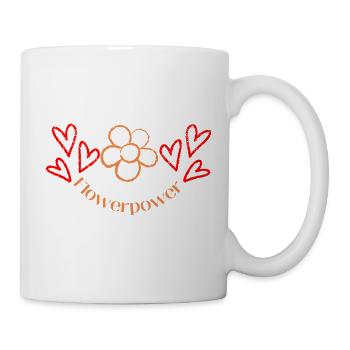 Personalisierbares Blume und Herz Motive, - Tasse - Weiß - Rechts