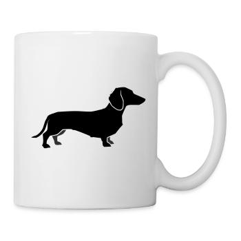 Dackel Hund Silhouette - Tasse - Weiß - Rechts