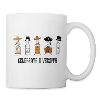 Celebrate Diversity – Funny Bar Humor Design - Mug - white - Right