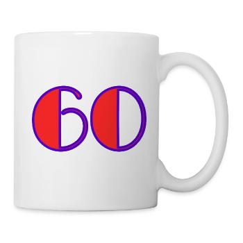 60. 60 JAHRE. 60-JÄHRIGES JUBILÄUM. 60. GEBURTSTAG. - Tasse - Weiß - Rechts
