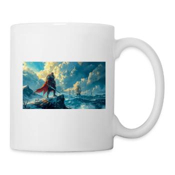 Beowulf stellt sich dem Schicksal, das auf ihn wartet, nordische Saga - Tasse - Weiß - Rechts