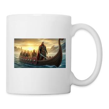Beowulf kommt mit nordischen Kriegern in Dänemark an - Tasse - Weiß - Rechts